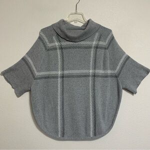 LOFT Outlet Plaid Pullover Poncho Sweater Gray Size XS/S